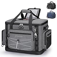 Soft Cooler Bag,Soft Sided Insulated Hard-Bottom Beach Ice Chest Large Leakproof Camping Portable Travel Cooler for Camping,Grocery Shopping,Gray,40 Can
