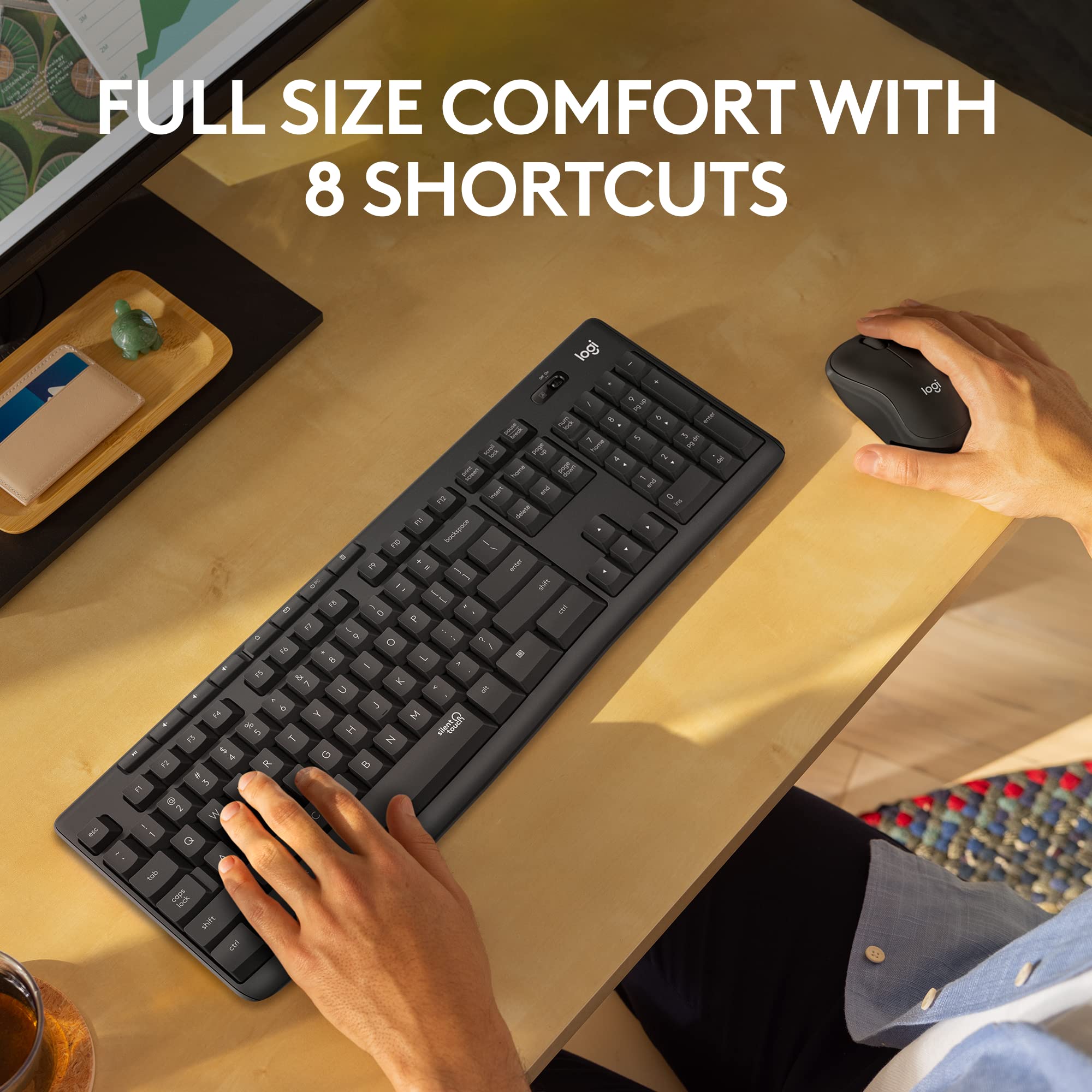 Logitech MK295 Wireless Mouse & Keyboard Combo with SilentTouch Technology, Full Numpad, Advanced Optical Tracking, Lag-Free Wireless, 90% Less Noise - Graphite