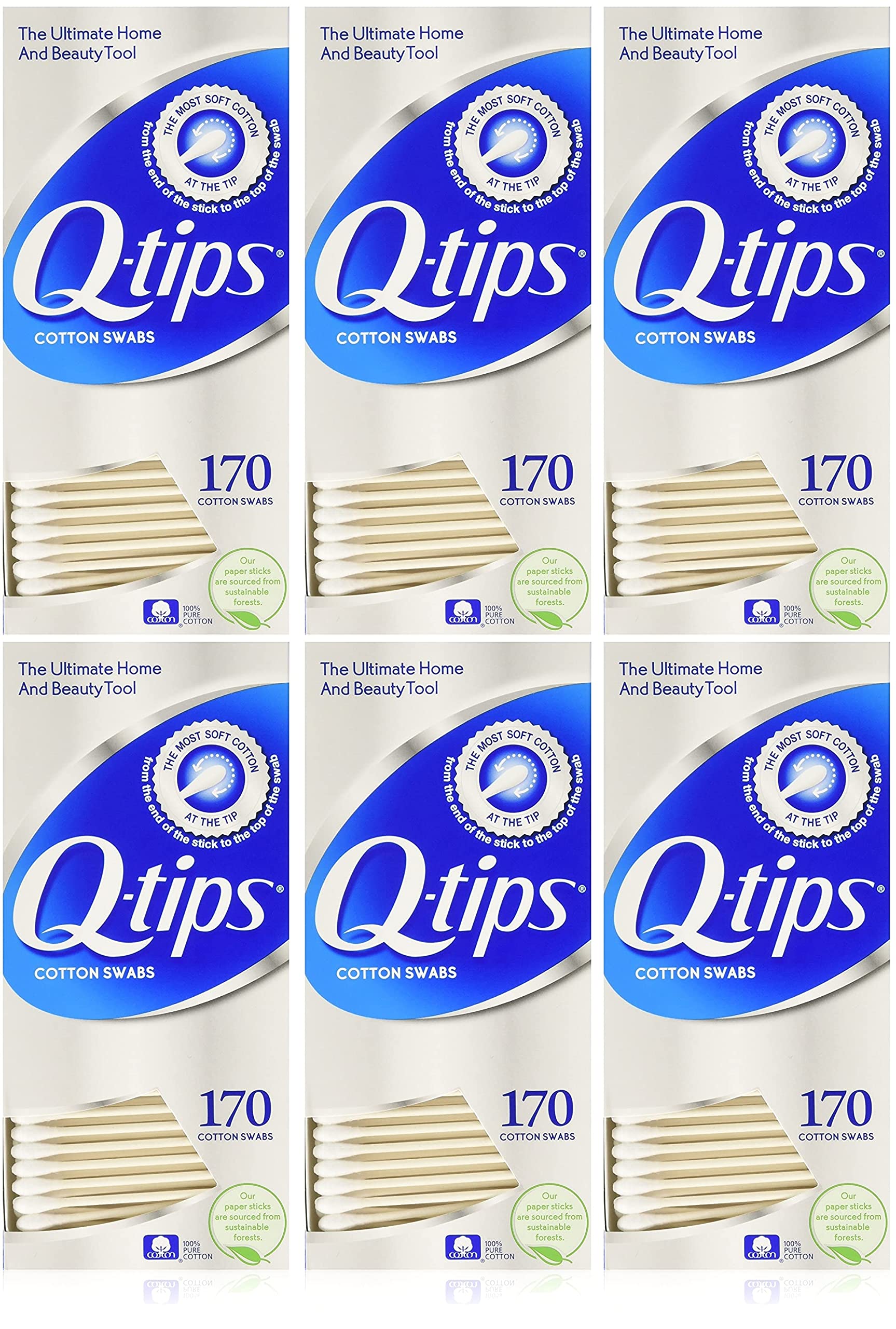 Q-Tips Cotton Swabs, 170 Count, 6-Pack