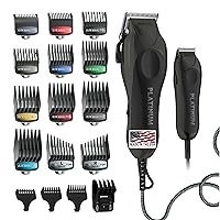 USA Pro Series Platinum Corded Clipper & Corded Trimmer for Home Haircutting with Color Coded Guide Combs – Model 79804-100