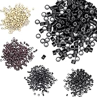 200 Pcs 6mm Black Silicone Lined Micro Ring Bead Micro-Link Beads 6x4x4mm Lined Beads for Hairro 1g/s I Tip Human Hair Extensions