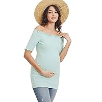 Women's Maternity Off Shoulder Ribbed Knit Top