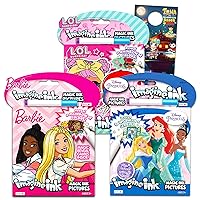 Girls Coloring Book Imagine Ink for Girls Super Set ~ Bundle Includes 3 No Mess Magic Ink Activity Books Featuring Disney Princess, LOL Dolls, and Barbie