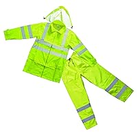 FORESTER High Visibility Rain Gear - Class 3 Hi-Vis Green Rain Suit Rain Jacket Large Hood Reflective Pants Waterproof Rain Suits for Men/Womens Raincoat Mens Raincoat Heavy Duty Rain Gear (Medium)