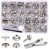 Canvas Snap Kit, Yofuly 274 Pcs Marine Grade Boat Canvas Snaps Stainless Steel Screw Boat Carpet Snaps for Boat Cover with Punch Pliers + Material Hole Punch + 2 Pcs Setting Tools