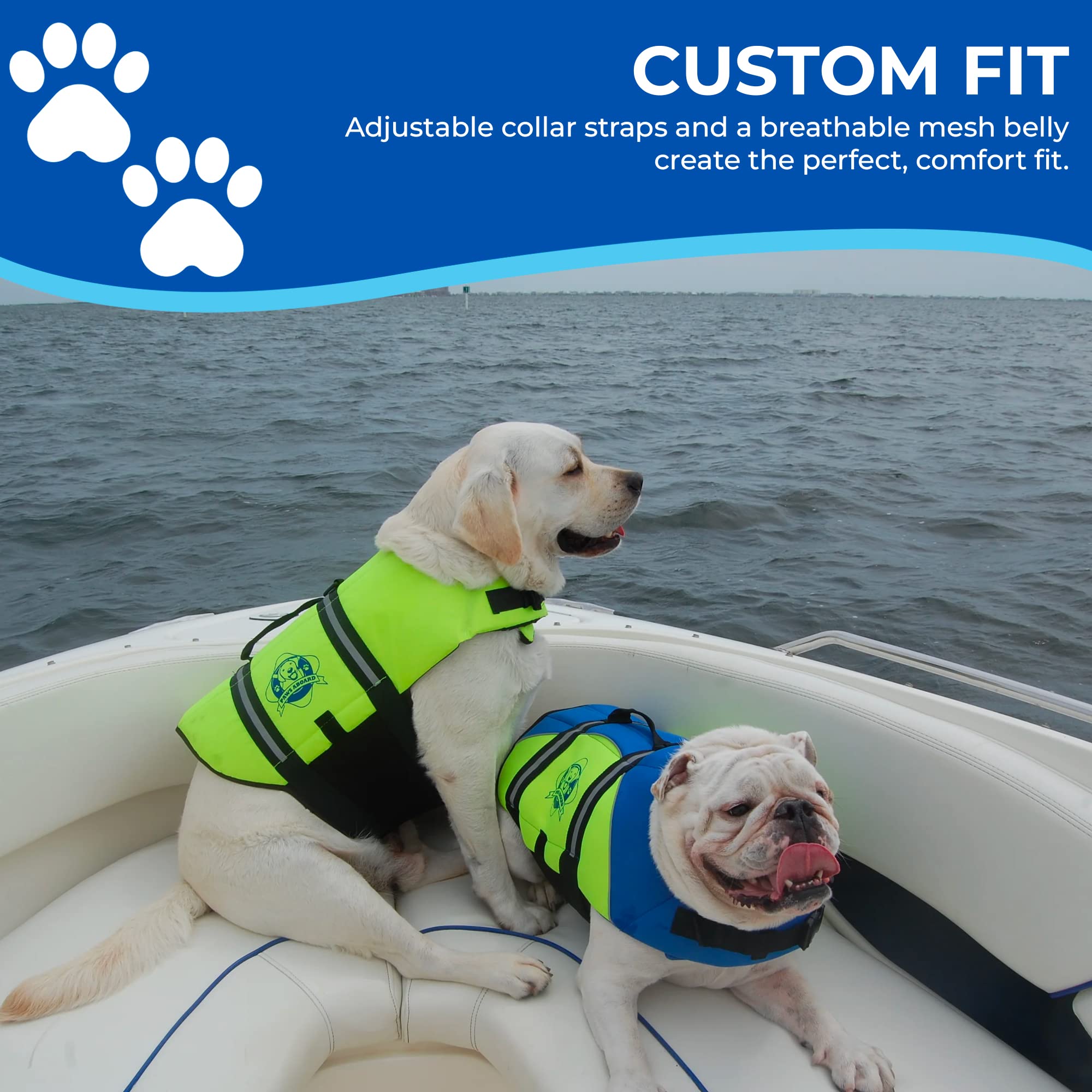 Paws Aboard Dog Life Jacket - Keep Your Canine Safe with a Neoprene Life Vest - Designer Life Jackets - Perfect for Swimming and Boating - Red, Medium