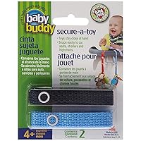 Baby Buddy Secure-a-Toy, Adjustable Pacifier and Teether Strap for Stroller, Highchair, and Car Seat, Blue Navy, 2 Pack