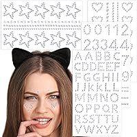 4 Sheets Acrylic Star Hair Gems, Hair Face Jewels Stickers, Rhinestone Tattoo Stickers, Star Heart Number Alphabet Crystal Face Makeup Stickers for Women Girls for Halloween, Parties