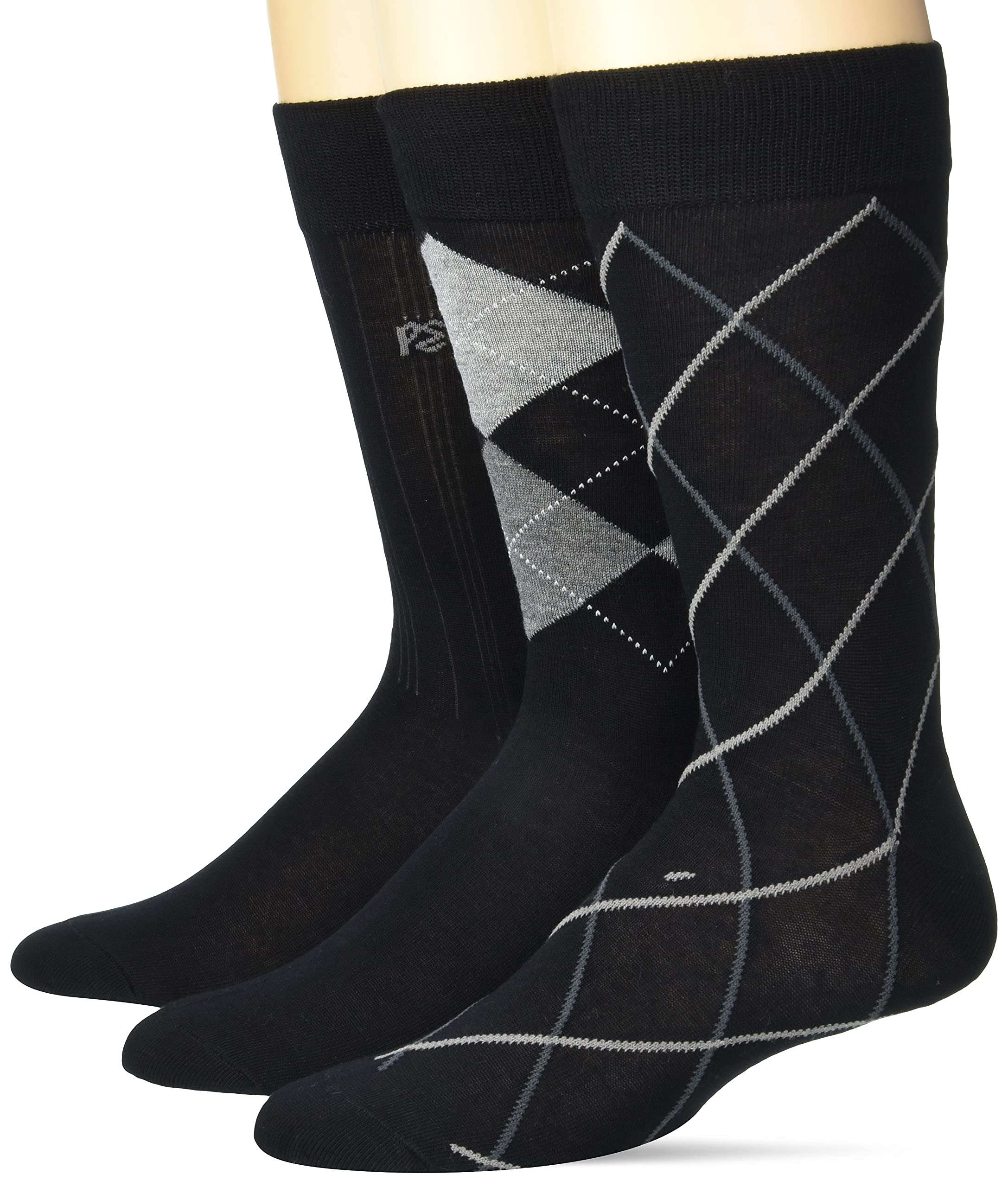 Perry Ellis Portfolio Men's Superior Soft Luxury Socks, 3-Pack, Argyle Black, One Size