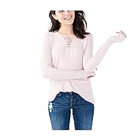 AEROPOSTALE Womens Love This Lace Up Pullover Blouse, Pink, X-Small