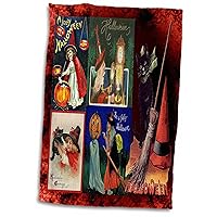 3D Rose Witches and Cats Collage TWL_36414_1 Towel, 15
