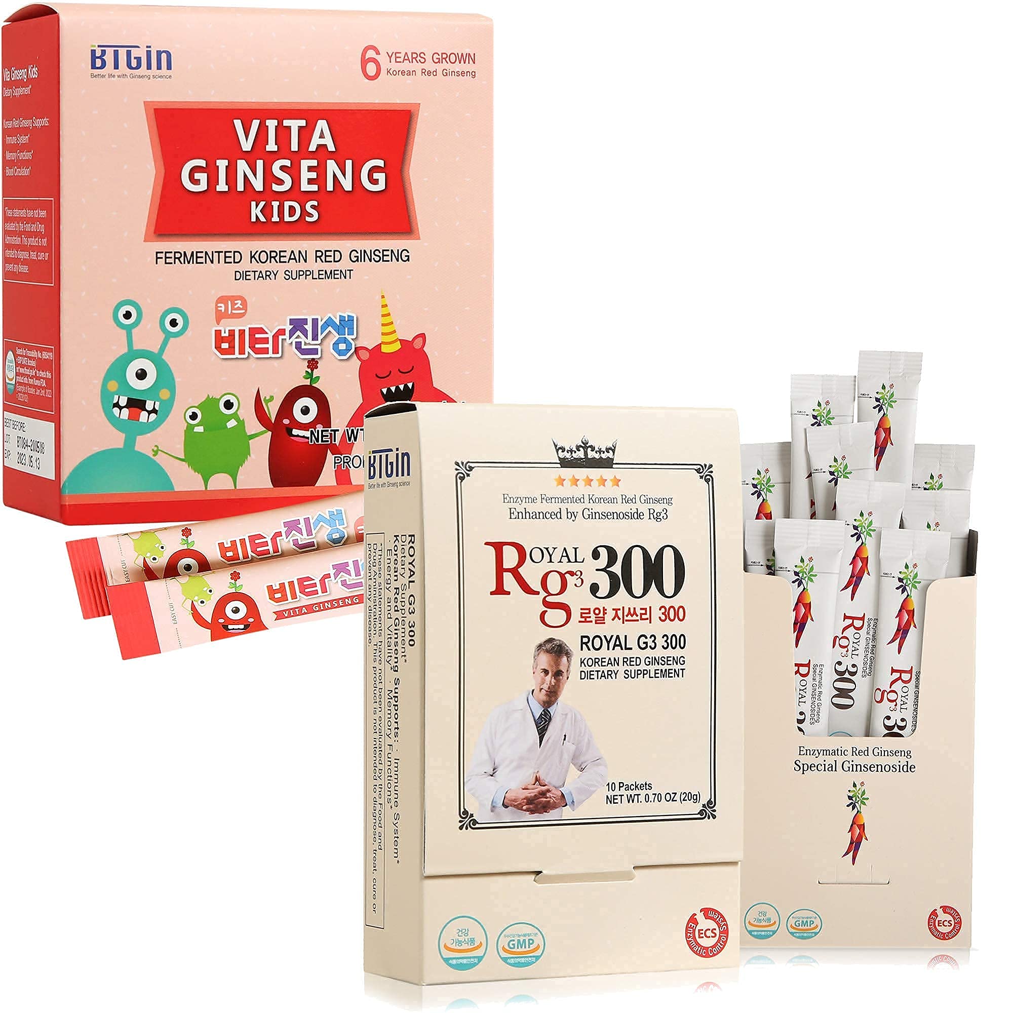 RG3 300- Ginsenosides Rg3 Enhanced + Korean Panax Red Ginseng Capsules Gin Hongsam Premium Bundle