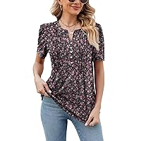 LUYAA Women's Long Sleeve Casual Blouses Dressy Tunic Top V Neck Button Office Wear Fall Winter