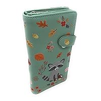 Shag Wear Raccoon Forest Large Wallet for Women and Teen Girls Vegan Faux Leather Mint Green 7