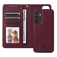 Compatible with Samsung Galaxy A25 5G Wallet Case Detachable Back Case with Card Holder/Wrist Strap, PU Leather Flip Folio Case with Magnetic Stand Shockproof Phone Cover (Color : Wine Red)