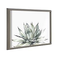 Blake Parrys Agave Framed Printed Glass Wall Art by Emily Marie Watercolors, 18x24 Gray, Decorative Succulent Art for Wall