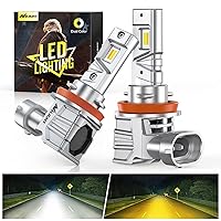 Nilight H11/H9/H8 Switchback LED Bulbs, 450% Brighter Dual Color White Yellow Driving Fog Lights Replacement, 3000k/6000k, Wireless Compact Size, 2-Pack