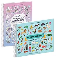 Animal Habitats Sticker + Coloring Book (500+ Stickers & 12 Scenes) + Christmas Sticker Book for Kids + Coloring Book (500+ Holiday Stickers & 12 Scenes) by Cupkin - Stocking Stuffer for Older Boys &