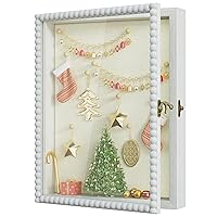 Love-KANKEI Shadow Box Frame 11x14, Deep Large Shadow Box Display Case with Unique Beads Door and Glass Window, Wood Memory Box for Pictures,Medals,Memorabilia,Collections Gift White