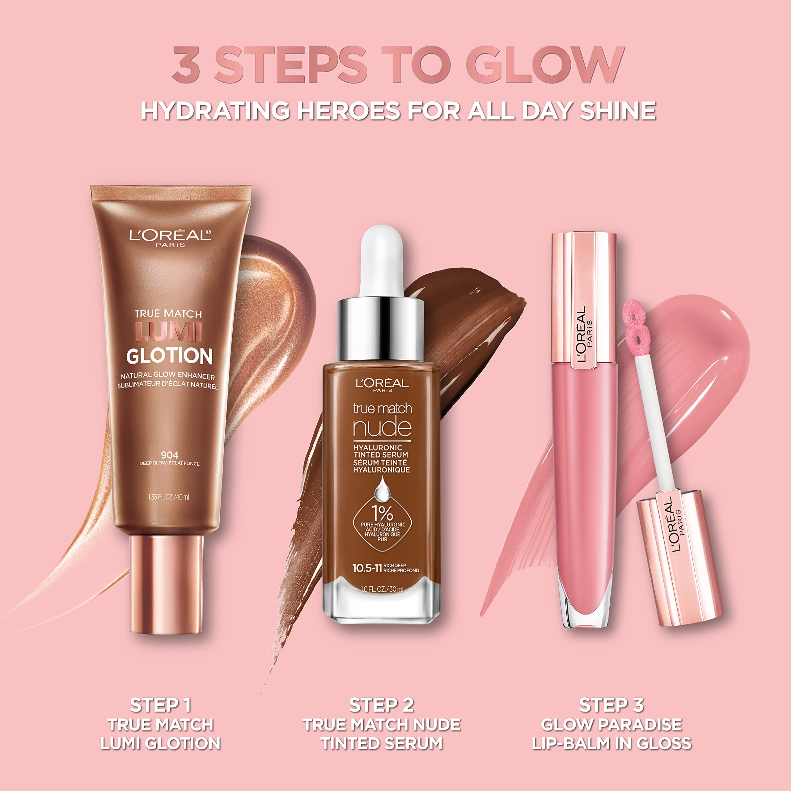 L’Oréal Paris Makeup True Match Lumi Glotion, Natural Glow Enhancer, Illuminator Highlighter Skin Tint, for an All Day Radiant Glow, Deep, 1.35 Ounces