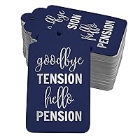 Pack of 100 Real Silver Foil Paper Tags Good Bye Tension Hello Pension Retirement Favor Hang Tags
