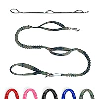 Shock Absorbing Bungee Leash - Three Padded Traffic Handles, Designed in The USA, Stretches 4-7ft, Elastic Dog Leash, Reflective Stitching, Large Dog & Small Breed, Heavy Duty (Camo)