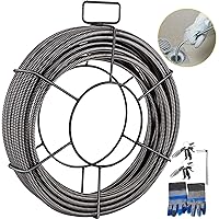 VEVOR 75 ft x 1/2 inch Solid Core Sewer Snake Clog Pipe Drain Cleaning Cable W/Four Shapes of Cutters, Black