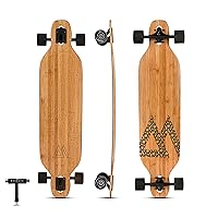 Magneto Bamboo Carbon Fiber Longboards Skateboards for Cruising, Carving, Free-Style, Downhill and Dancing | Kicktails Tricks Carver Drop Through | Great for Teens Adults Men Women