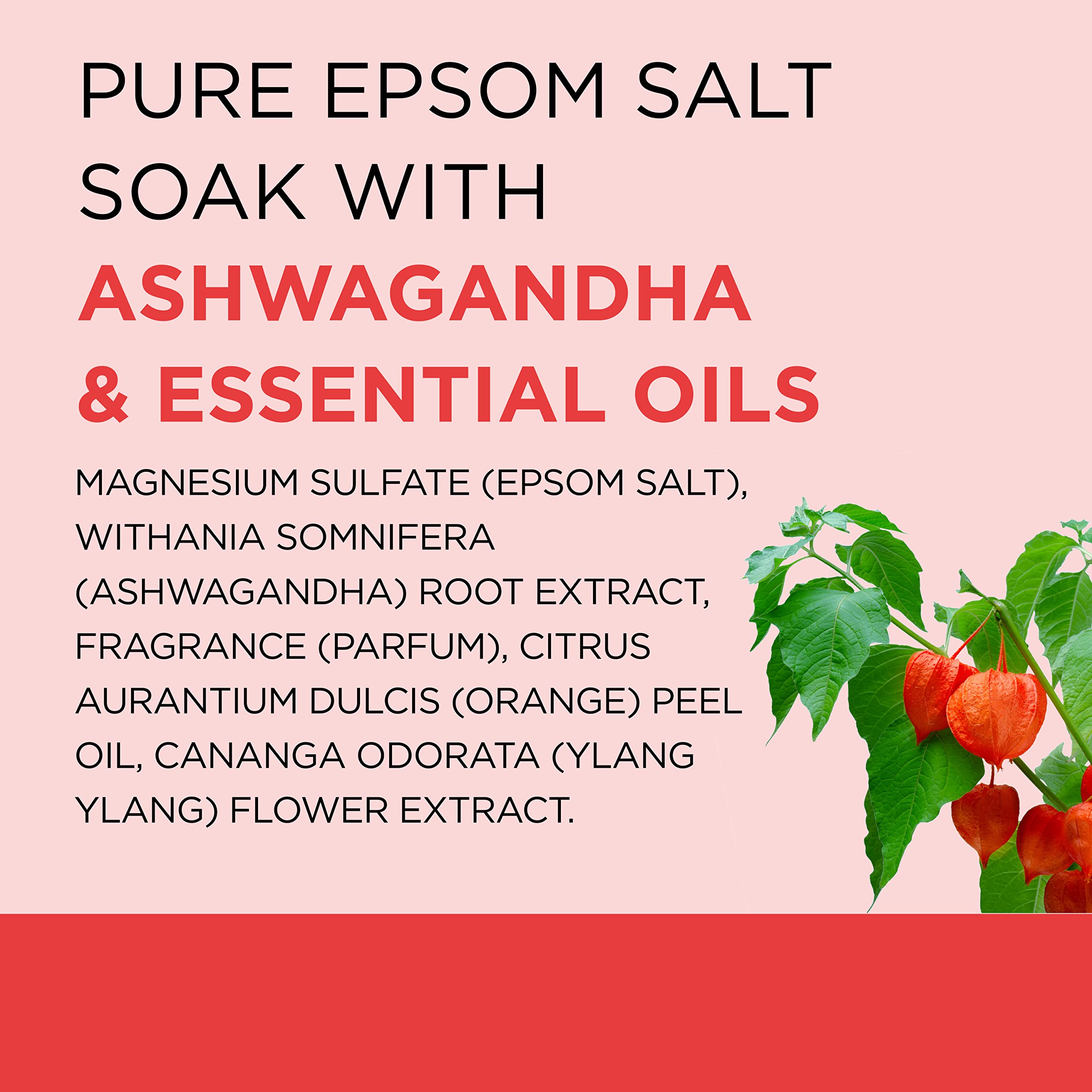 Dr Teal's Pure Epsom Salt, Ashwagandha & Essential Oils, 3 lbs (Pack of 4) (Packaging May Vary)