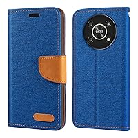 for Huawei Honor Magic 4 Lite Case, Oxford Leather Wallet Case with Soft TPU Back Cover Magnet Flip Case for Huawei Honor X9 (6.81”), Blue