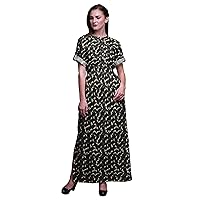 Bimba Rayon Roses & Ranunculus Floral Womens Printed Side Slit Summer Dress Long Maxi Gown-XXX-Large