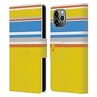 Head Case Designs Yellow and Blue Stripes Collection Leather Book Wallet Case Cover Compatible with Apple iPhone 11 Pro