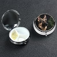 Round Pill Box Pill Case Weekly Pill Organizer with 3 Compartments German Shepherd Pillbox Small Pill Container Portable Vitamin Holder Boxes for Supplements Medicine Organizer for Pill