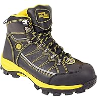 Bazalt MBM9123ST Men's Black with Yellow Water and Frost Proof Leather Boots with Composite-Toe - 10