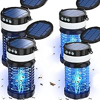 Solar Bug Zapper for Outdoor Indoor, USB-C Rechargeable Mosquito Killer,4000V-4800V High Powered Gnat Fly Traps with Reading Lamp,IP66 Waterproof Mosquito Zapper,No Need to Replace The Bulb