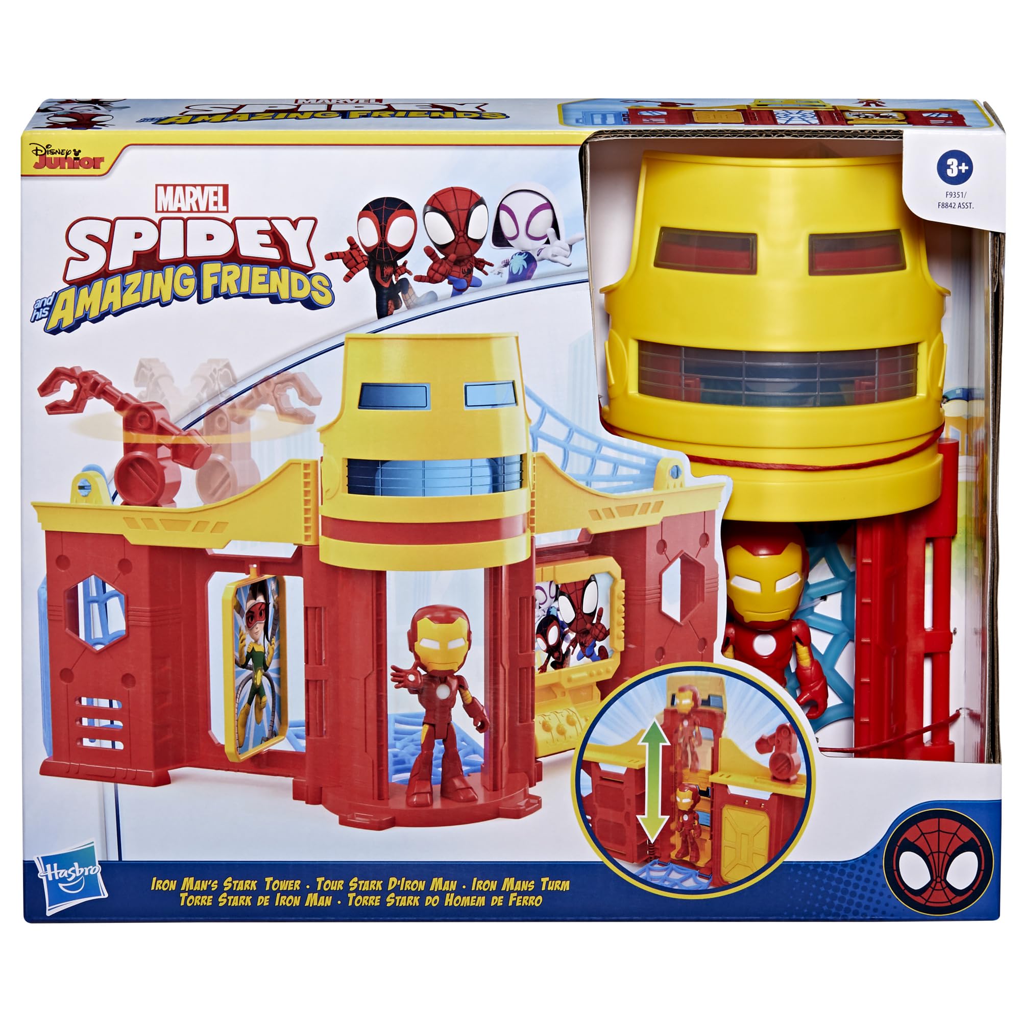 Spidey and his Amazing Friends Stark Tower Playset, Includes 4-Inch Iron Man Action Figure, Marvel Super Hero Toys for Kids 3 and Up