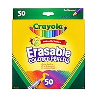 Crayola Erasable Colored Pencils (50ct), Bulk Colored Pencil Set, Pencils for Adult Coloring Books, Easter Basket Stuffers, 6+ [Amazon Exclusive]