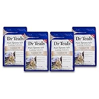 Dr Teal's Coconut Oil Salt Bath Gift Set (4 Pack, 3lb Ea) - Nourish & Protect Formula - Essential Oils Blended with Pure Epsom Salt - Eases Aches & Pains, Nourishes & Hydrates Skin - at Home Spa Kit