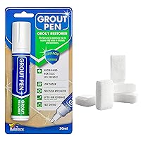 Grout Pen Tile Paint Marker: White Wide 15mm with 5 Pack Replacement Tips - Waterproof Grout Colorant and Sealer Pen to Renew, Repair, and Refresh Tile Grout - Cleaner Coating Stain Pens