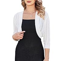 YADIFEN Women's 3/4 Sleeve Cropped Cardigan Open Front Lightweight Bolero Shrugs for Evening Dresses