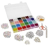 CraftyBook 7500pc Beads Bracelet Making Kits - Small Glass Bead Kit with Heart and Letter Beads for Jewelry Making Kit