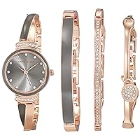 Anne Klein Women's Premium Crystal Accented Bangle Watch Set