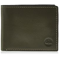 Men's Leather Wallet with Attached Flip Pocket, Grey (Fine Break), One Size