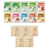 10 Bundle and Ginseng Korean Face Sheet Mask- Revitalizing, Firming Soothing, Skin Care for All Skin Types (15Pack)