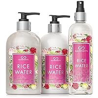 Hairfinity Rice Water System for Hair Growth - Mist, Shampoo, and Conditioner - Silicone & Sulfate Free for Damaged, Dry, Curly or Frizzy Hair - Thickening for Thin Hair