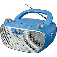 JENSEN CD-485-BL CD-485 1-Watt Portable Stereo CD Player with AM/FM Radio, Corded Electric (Blue)