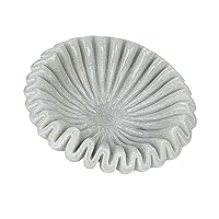 Creative Co-Op Round Marble Pleated Dish, White