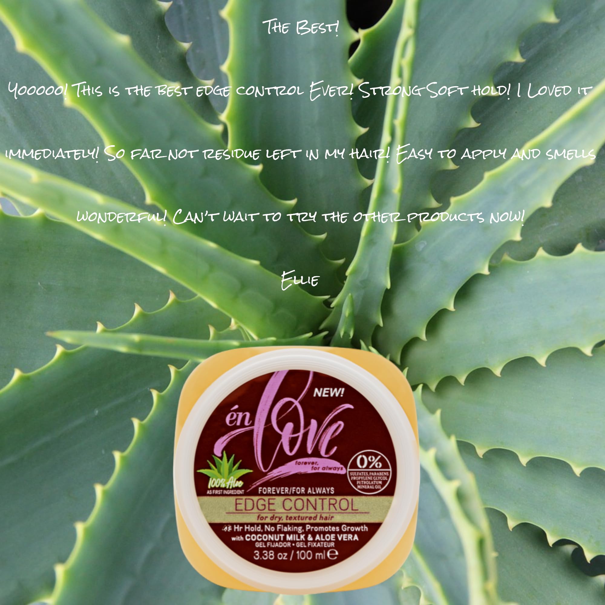 én Love Forever for Always Edge Control Hair Gel with Natural Coconut Milk, Pure Aloe Vera and Argan Oil | 48 Hours Extra Hold Pomade | Promotes Growth | No Flaking | Luminous Shine | 3.38oz