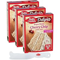 Betty Crocker Delights Super Moist Cherry Chip Cake Mix, 13.25 oz (Pack of 3) with By The Cup Frosting Spreader