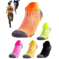 Kuuupiii Sports Socks, Running Socks, Colorful Fluorescent Colors, Ankle Socks, Solid, Thin, 5 Pairs Set, 9.4 - 11.0 inches (24 - 28 cm)